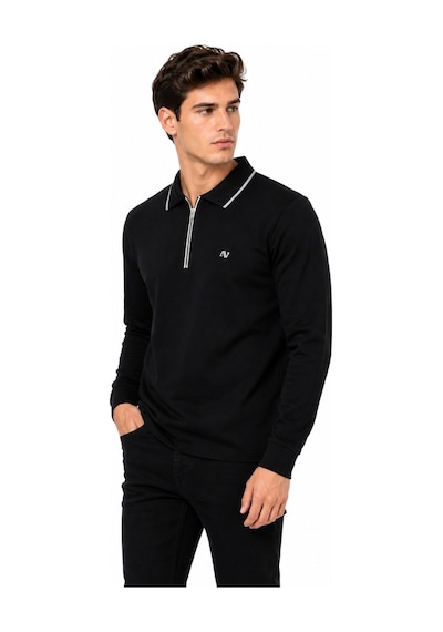 Advante Erkek Mevsimlik Spor Polo Yaka Fermuarlı Sweatshırt Bgl-st05468 Siyah