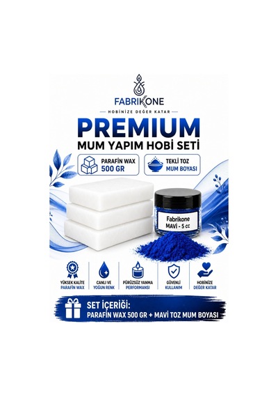 Premium Mum Yapım Hobi Seti - Parafin Wax 500 Gr - Tekli Toz Mum Boyası - Mavi Bkfabpw5001m Karışık