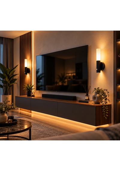 Alya Ap-1707 Şarjlı Sensörlü Duvar Apliği Kablosuz 3200k Gün Işığı Modern Siyah Gece Lambası