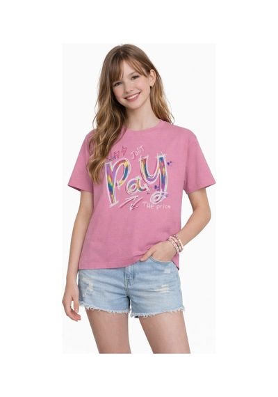 Irem Kız Çocuk Pay Price Yazı Desenli Crop Model Oversize Kalıp Pembe Renk Kısa Kollu Tişört Irem Kız Çocuk Pay Price Yazı Desenli Crop Model Oversize Kalıp Pembe Renk Kısa Kollu Tişört