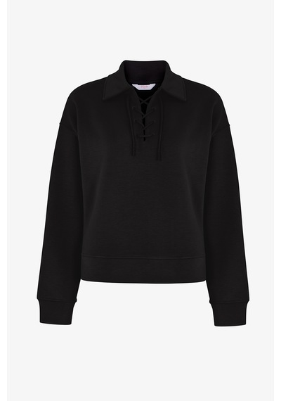 Penti Siyah İpeksi Dokunuş Silky Touch Bağcıklı Uzun Kollu Sweatshirt