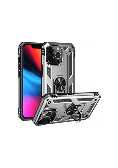 Apple iPhone Uyumlu   13 Pro Max Kılıf Sofya Yüzüklü Silikon Kapak - Gümüş