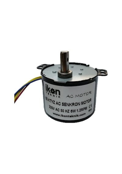 İKON TEKNİK AC SENKRON MOTOR 50 KTYZ 6 Watt 1.2 RPM 220 Volt VİYOL MOTORU - KULUÇKA ÇEVİRME MOTORU