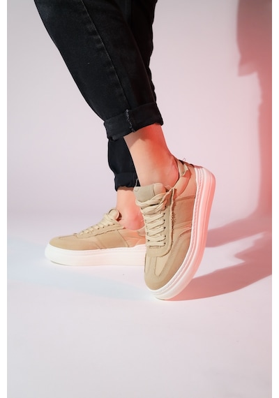 Luvishoes Jose Bej Denim Kadın Spor Sneaker Bej