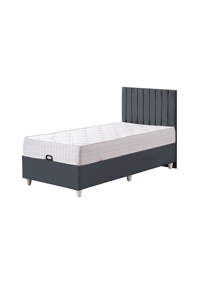 Baza Seti, Alessa Tek Kişilik Baza Başlık Maxi Yatak Seti, Antrasit - 90x190 Cm 90 x 190