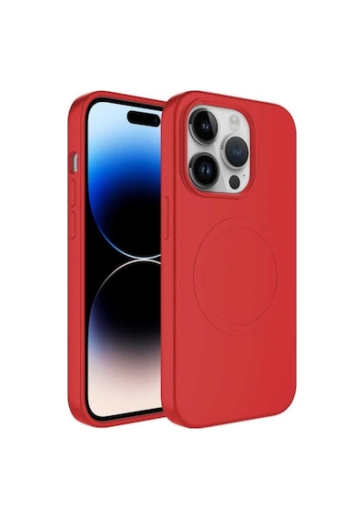 Apple Uyumlu iPhone 12 Pro Max Kılıf M-safe Wireless Şarj Özellikli Pastel Renk Silikon Zore Plas Kapak Kırmızı