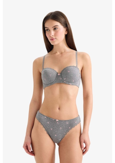 Defacto Çiçekli Dantel Detaylı Brazilian Külot F6141ax26spgr371 Gri-gr371