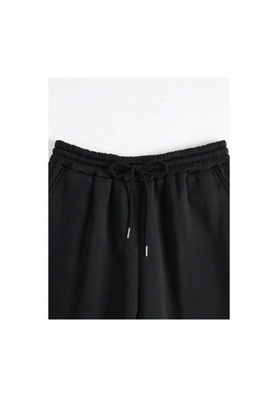 Tarzsokak Unisex Kadın/erkek Özel Renkli Düz Paça Lastik Eşofman Altı Jogger Siyah
