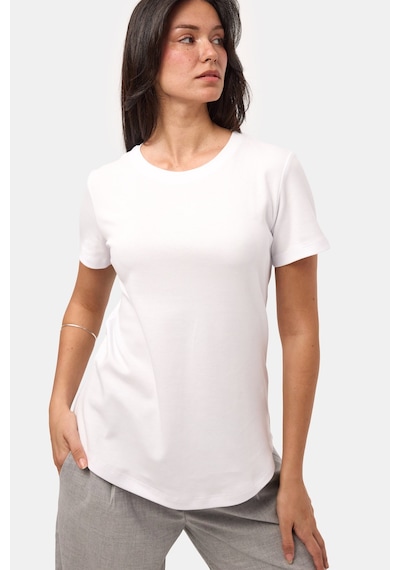 it's basic Kadın Beyaz S6-2 Bisiklet Yaka Organik Koton T-shirt