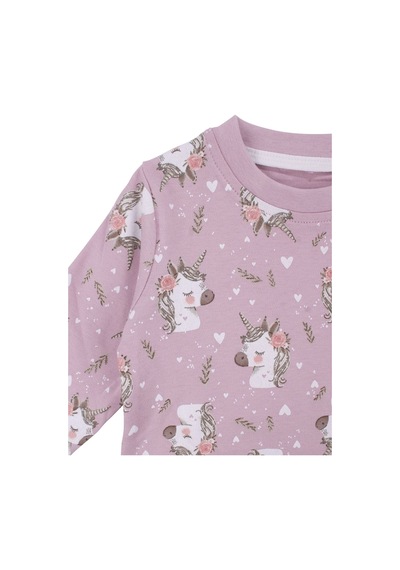 Bebegen Kız Bebek Mor Unicorn Baskılı Pijama Takımı Çok Renkli