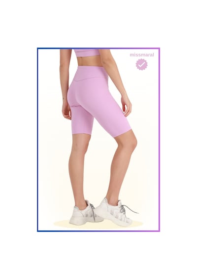 Missmaral Kadın Yüksek Bel Toparlayıcı Tayt Kısa Spor Şort Deniz Havuz Spor Biker Shorts Lila 1070 Lila