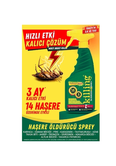 Killing Max Sprey 500 Ml Böcek İlacı Karınca 3 Ay Etkili 14 Haşere Hamam Böceği Pire Tahtakurusu
