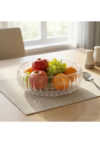 Deconox El Yapımı Üfleme Borosilikat Cam Linea Sunum Çanağı - Şeffaf Dekoratif Salata, Meyve Ve Çerez Kasesi 20 Diğer