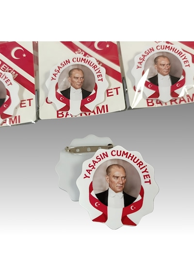 29 Ekim Cumhuriyet Bayramı İğneli Akrilik Yaka Rozeti 8'li Çok Renkli