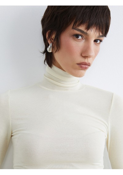 Lcw Vision Ekru Dik Yaka Kadın Body