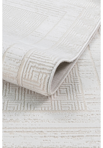 Badelya Home Krem 7107 Modern Desen Doğal Taban Saçaklı Salon Koridor Mutfak Çocuk Oturma Odası Halı Yolluk 7107-krem
