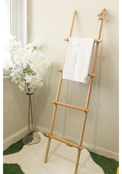 Kl-mrd521s - Dekoratif Merdiven Havluluk - Iskandinav Tarzı, Kayın Ahşap, 140x35 Cm