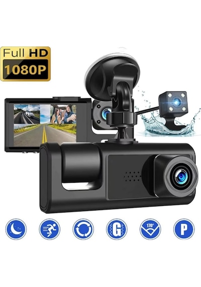 Buğz S-1 1080p Araç İçi Kamera 3 Kameralı Ön Görüş - Geri Görüş - İç Görüş Gece Görüşlü