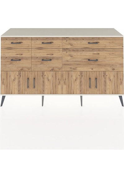 Kronos Konsol Tek Raflı 6 Çekmeceli 4 Kapaklı 176x59x99 Aytaşı-ça Aytaşı-çam