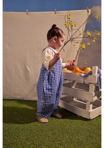 Oh La La Koala Mavi Daisy Picnic Serisi Cepli Salopet