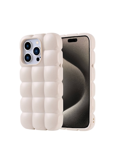 Apple Uyumlu iPhone 15 Pro Kılıf Parlak Esnek Silikon Zore Dom Dom Kapak Beyaz