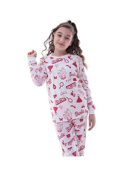Kız Çocuk Baskılı Pamuklu Pijama Takımı Rahat, Nefes Alan, Yumuşak Kumaşlı Uyku Takımı Beyaz Kız Çocuk Baskılı Pamuklu Pijama Takımı Rahat, Nefes Alan, Yumuşak Kumaşlı Uyku Takımı Beyaz