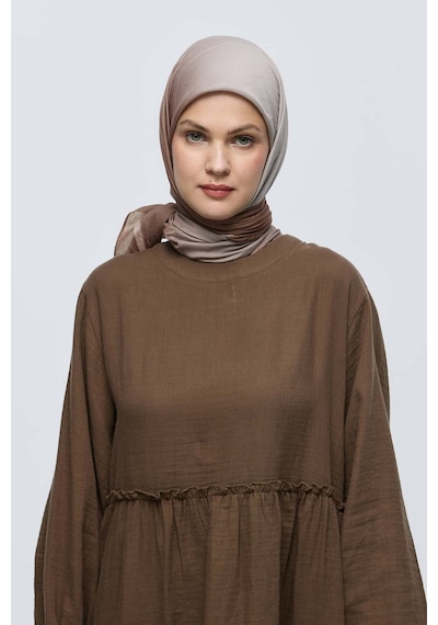 Moda Kaşmir Mirora Desen Bambu Eşarp Koyu Vizon