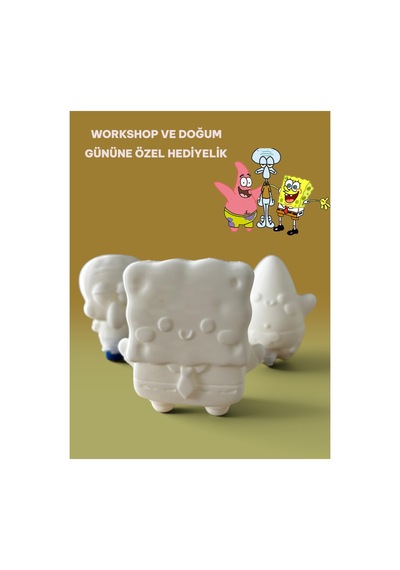 3d Sünger Bob, Squiddy Ve Patrick Figür Boyama Seti - Kendin Boya Hobi Ve Etkinlik Seti - Akrilik Boya + 6 Fırça