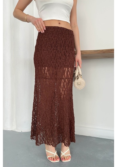 Verymoda Dantel Abiye Etek F1887 Kahve