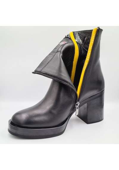 Greyder 35292 5k Siyah Hakiki Deri Kalın Topuklu 7cm Kadın Ankle Bot Siyah