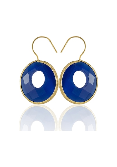 Kadir Jewellery 22 Ayar Altın Kaplama Kadın Taşlı Küpe -el İşçiliği Ve Hipoalerjenik Küpe Parlement Mavisi 92255015
