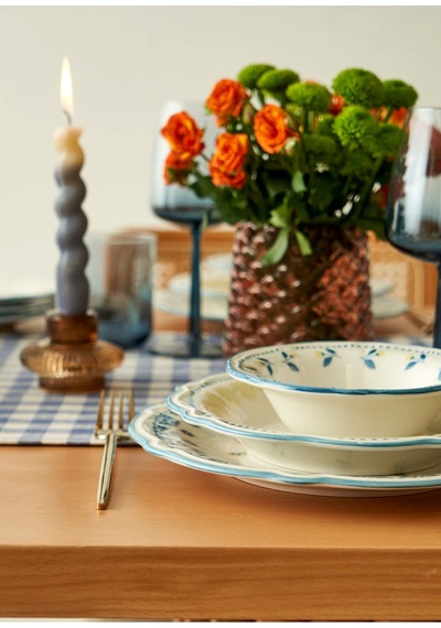 Bella Maison Mabel Stoneware 24 Parça 6 Kişilik Yemek Takımı Mavi Mavi
