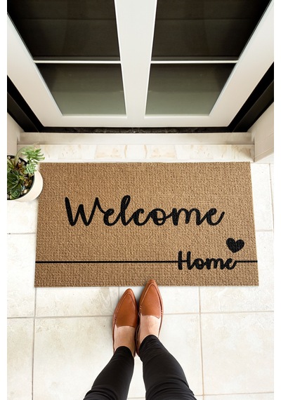 Welcome Home Yazılı Ev Kapı Önü Paspası