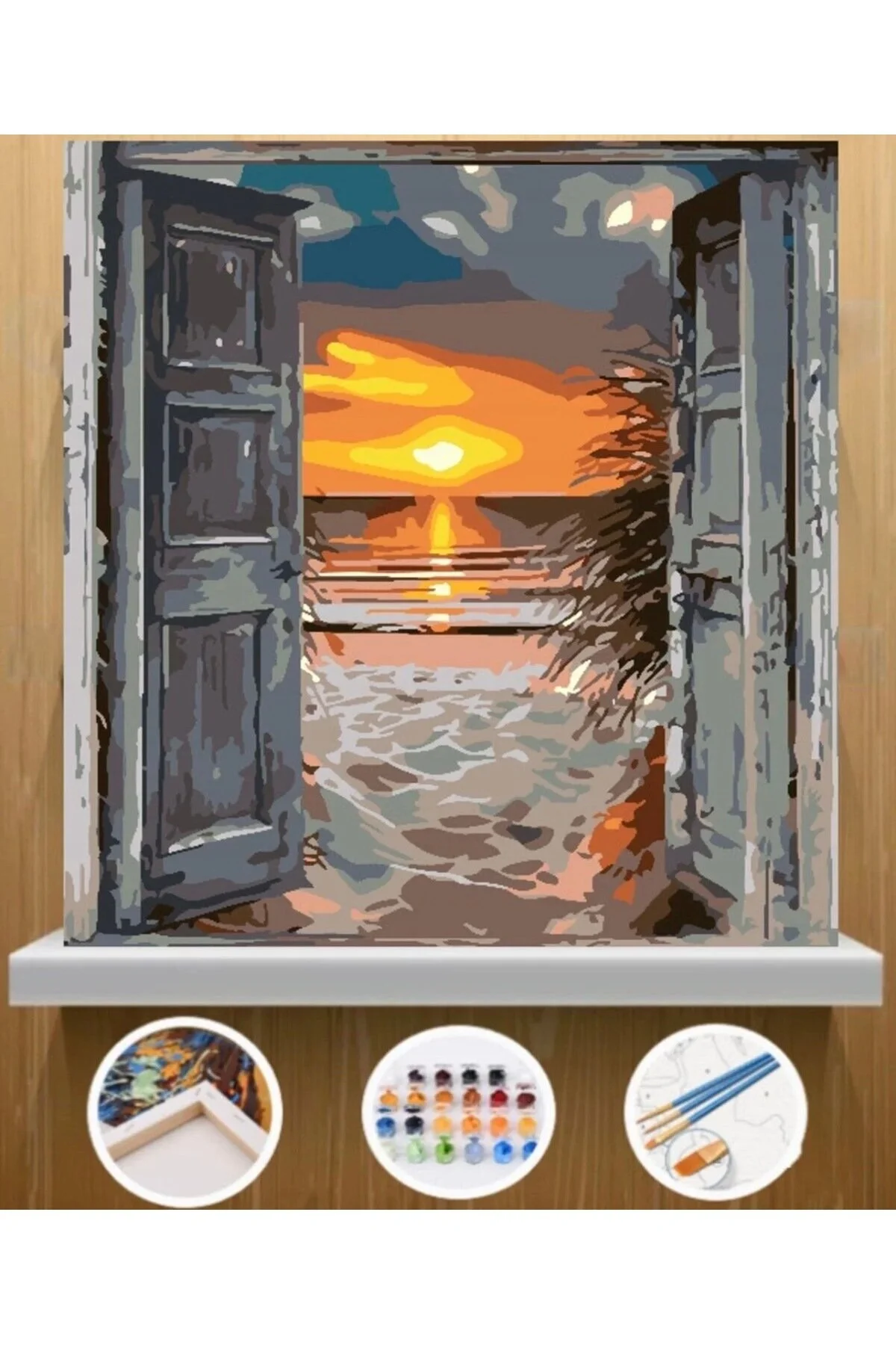 Sayılarla Seti 30x40 Cm Kum Ve Güneş Yaz Temalı Tuval
