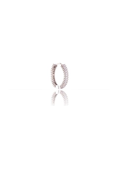 Baget Taşlı Halka Gümüş Küpe-326 Silver