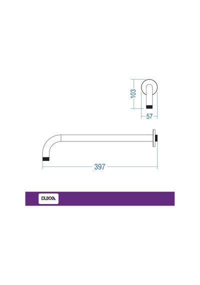 Ankastre Duş Borusu Duvardan 40cm Pirinç Kromajlı Ø20 2mm Krom