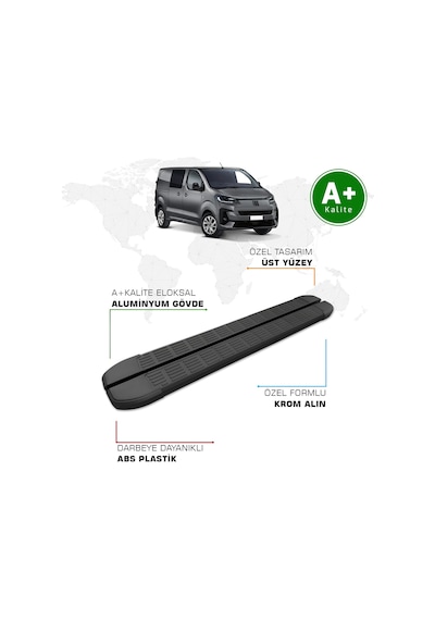 Fiat Scudo Yan Basamak Kısa Şasi 2022 Model Ve Sonrası S-line Siyah