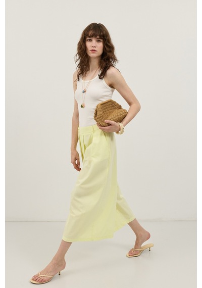Antioch Pileli Culotte Pantolon Sarı