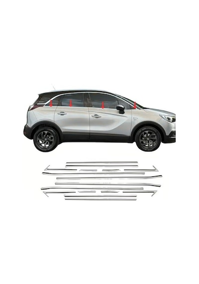 Autogp Opel Crosslad Cam Çerçevesi Kenar Çıtası Krom Tamtur 2017 / 2021 16 Parça