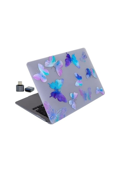 Macbook Air 13.6 İnç Papatya Desenli Kılıf A2681 A3113 A3240 A3449 M2 M3 M4 M5 Uyumlu Sert Kapak Hard Case Mor