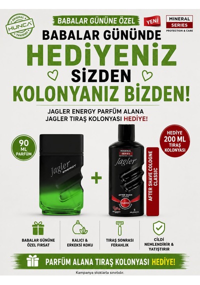 Jagler Energy Erkek Parfüm Edt 90 Ml Babalar Günü Özel Traş Kolonyası Hediye Aromatik
