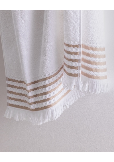 Madame Coco Velours Pamuklu Banyo Havlusu - Beyaz/bej - 70x140 Cm 8684427297391 Çok Renkli
