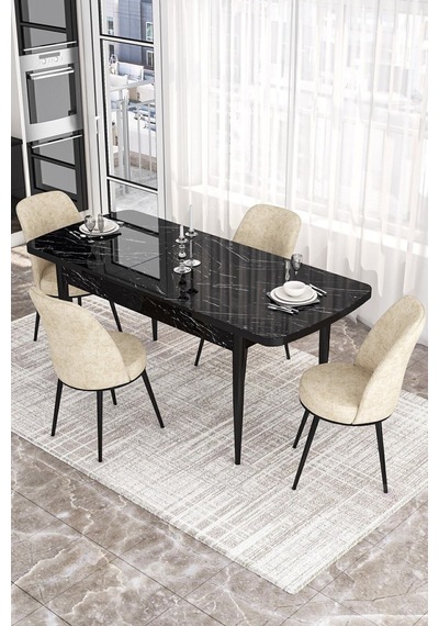Canisa Kor Serisi 70x114 Açılabilir Mutfak Masası Takımı Siyah Mermer Desen Masa 4 Krem Sandalye Masa Siyah Mermer Desen Sandalye Krem Canisa Kor Serisi 70x114 Açılabilir Mutfak Masası Takımı Siyah Mermer Desen Masa 4 Krem Sandalye Masa Siyah Mermer Desen Sandalye Krem