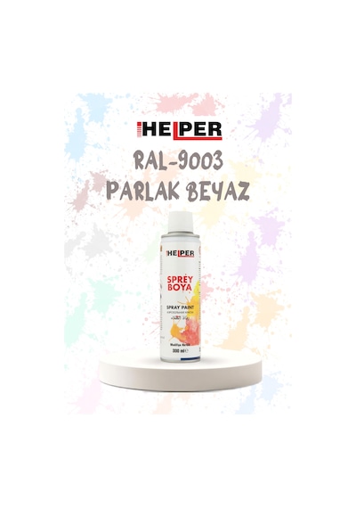 Helper Ral 9003 Parlak Beyaz Akrilik Sprey Boya 300 Ml Siyah