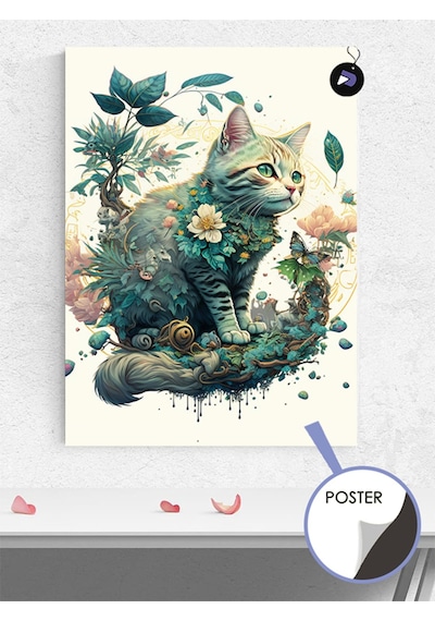 Kedi Ve Doğa Hayvan Poster - Afiş - Dekoratif Duvar Posteri