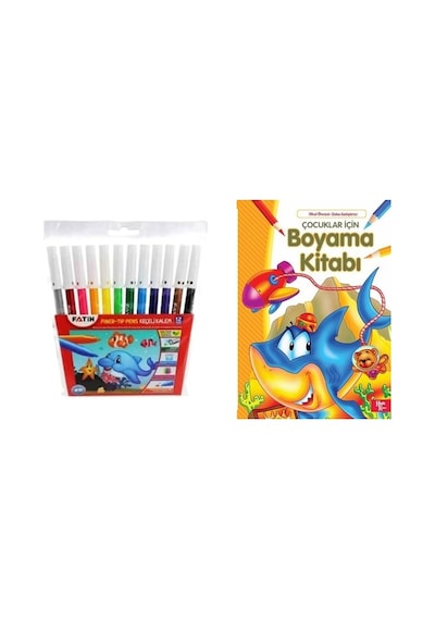 Fatih Keçeli Kalem 12li Ve Farklı Boyama Kitabı 1 Er Adet 2 Li Set