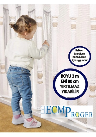 Ecm Proger Merdiven Ve Balkon Güvenlik Filesi 3 Metre X 80 Cm