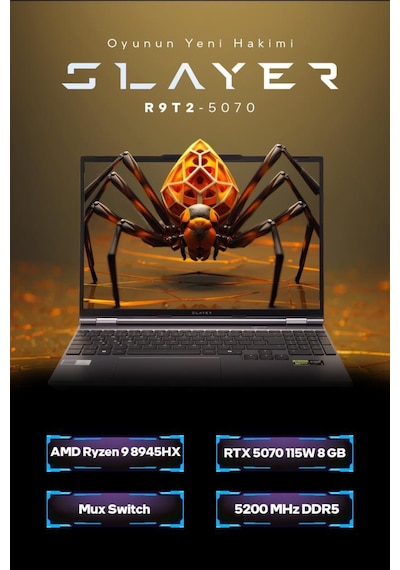 Game Garaj Slayer R9t2-5070 C3 Amd Ryzen 9 8945hx 32gb Ram 1tb Ssd Rtx5070 15.3" 180hz Qhd+ Ips Freedos Gaming Laptop
