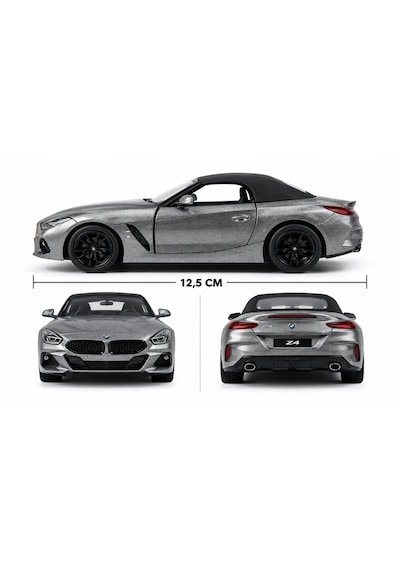 Oyuncak Bmw Z4 Diecast Açılır Kapılı Çek Bırak Metal Roadster Cabrio Model Spor Araba 1:34 Ölçek 12,5 Cm Gri