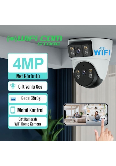 Çift Kameralı İç Ortam Tavan Tip Dome Wifi Kamera